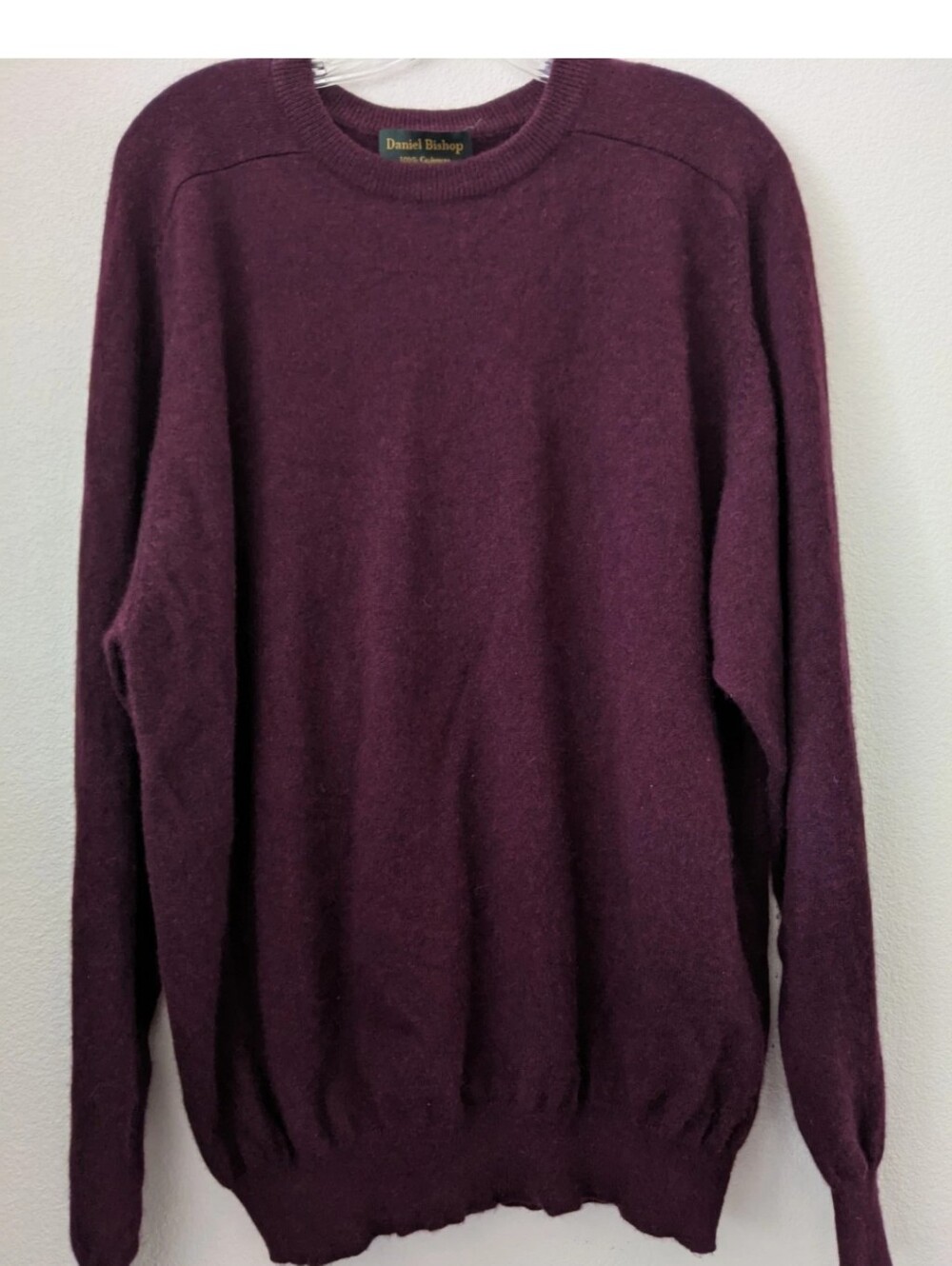 Daniel Bishop Men's 100% Cashmere Crewneck Sweater Burgundy Size XL
